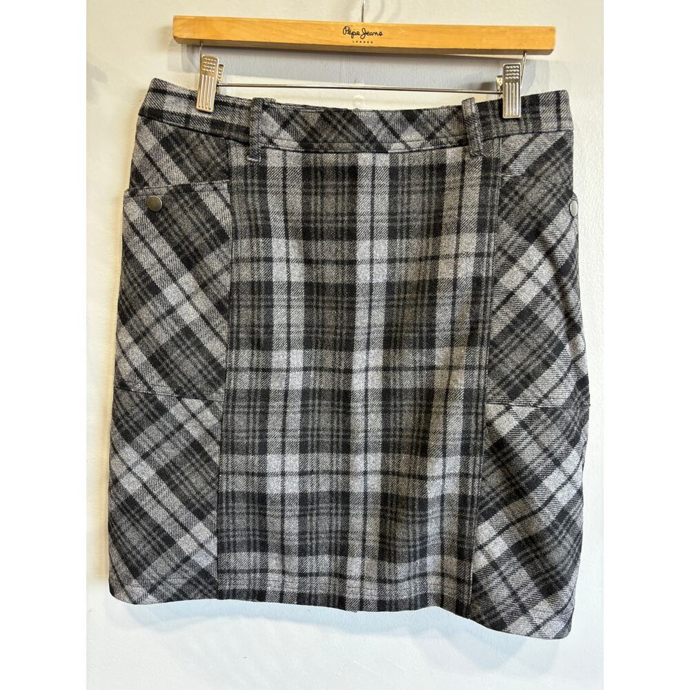 Eddie Bauer Plaid Pencil Skirt Wool Blend Womens Size 8 Tall Office Career